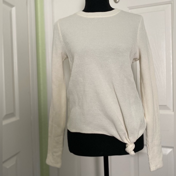 NWT Madewell Knot Front Top Elegant Cream Ribbed  Women's Sweater Size Small - Picture 14 of 14